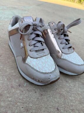 Michael Kors Light Gray Logo Mesh Lace-Up Sneakers